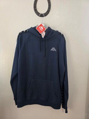 NWT Kappa 222 Banda Aritz Slim Hoodie Blue Marine Black Mens XXL